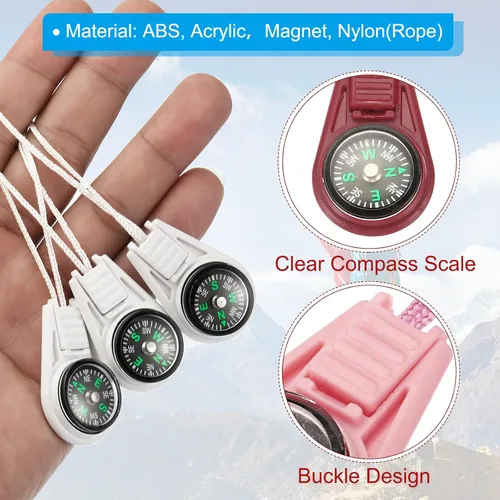 Vista 4 de PATIKIL Mini brújula de supervivencia, paquete de 50 brújulas de botón a granel para exteriores, senderismo, camping, viajes, fiesta