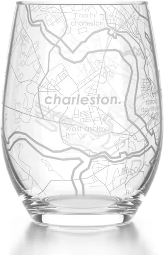 Vista 17 de Well Told Copa de vino sin tallo grabada con mapa de Houston, Texas, vidrio grabado (4 dl, transparente) Regalos personalizados de la ciudad