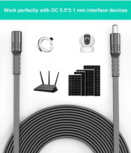 Vista 5 de Itramax Cable de extensión de 12 V CC de 10 pies, paquete de 2 unidades, fuente de alimentación plana de 0.217 in x 0.083 in, cable extendido de 22