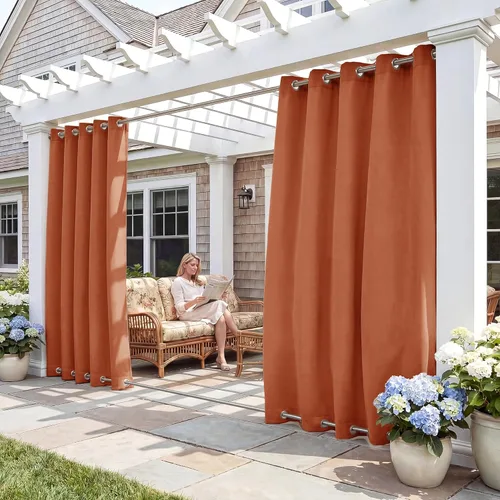 Vista 11 de RYB HOME Cortinas resistentes al viento para exteriores, cortinas opacas impermeables con aislamiento térmico para patio, porche, glorieta, pérgola