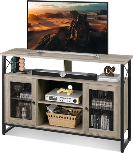 WLIVE Soporte de TV de 55 pulgadas, centro de entretenimiento alto y consola de TV industrial con almacenamiento para dormitorio, sala de estar,