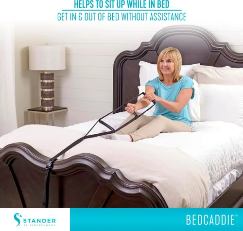 Vista 2 de Apoyo para sentarse en la cama, Stander Bedcaddie, Sit-Up en la cama ajustable + tres asas para mano ergonómicas