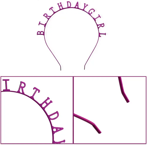 Vista 3 de Diadema de cumpleaños para niña banda de satén para decoración de fiestas morado Satin