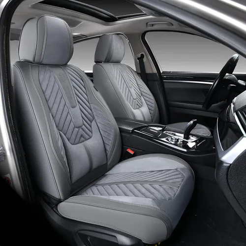 Vista 2 de Coverado Juego completo de 5 fundas de asiento de automóvil, protector impermeable para asiento de automóvil con soporte lumbar, cojín de asiento