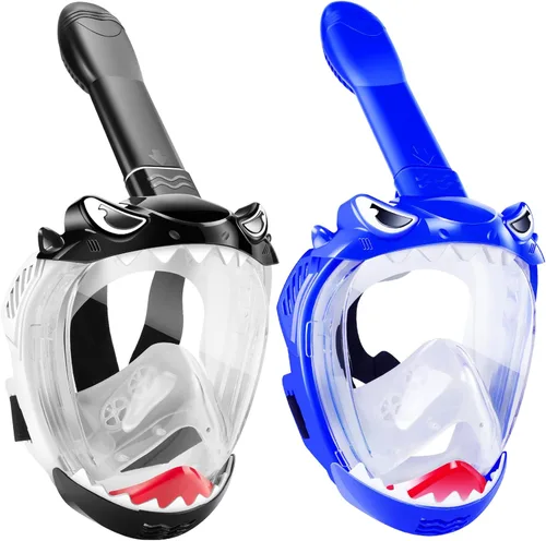 Vista 9 de Full Face Snorkel Mask for Kids with 180° Panoramic View, Snorkeling Set Featuring Anti-Leak and Anti-Fog Foldable Dry Top Design for Safe