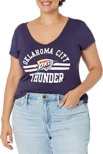 Vista 62 de Ultra Game Camiseta de mujer NBA Oficial con cuello en V y strass de manga corta