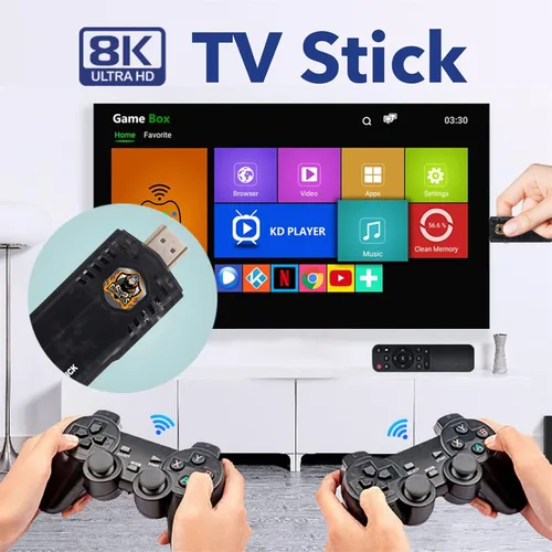 Vista 7 de Mango inalámbrico de Gamepad con sistema doble, consola de juegos retro para TV, HDMI compatible con salida HD, micro USB 5V1.5A, Android 8K