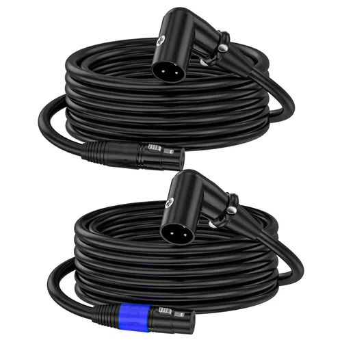 XLR - Cable de extensión de micrófono macho a hembra recto, cable equilibrado macho a hembra recto de 90 grados, cable equilibrado de 3 pines a 3