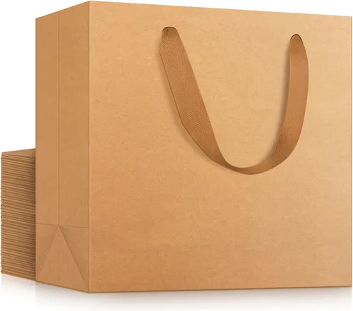 Vista 42 de EUSOAR Bolsas de compras negras con asas, paquete de 3 mini bolsas de papel kraft de 8.6 x 3.9 x 7 pulgadas, bolsa resistente para negocios