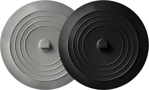 Juego de 2 tapones para fregadero de cocina y bañera de 6 pulgadas, color negro y gris, para drenaje estándar de fregadero de cocina y desagüe de