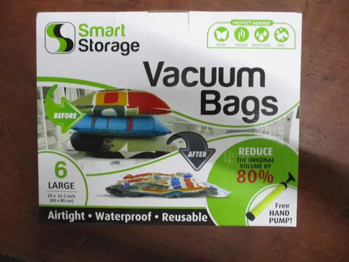 Vista 2 de 6 bolsas grandes de almacenamiento al vacío Bolsas ahorradoras de espacio debajo de la cama para ropa, ropa de cama y bolsas de viaje Bolsas