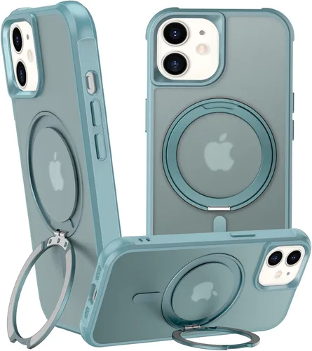 Vista 85 de Anillo giratorio magnético de 360° para iPhone 15 Plus, soporte de metal integrado y soporte de anillo, compatible con Magsafe, protección de grado