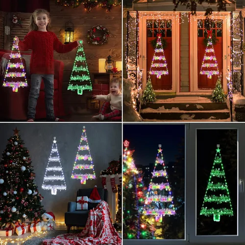 Vista 6 de Toodour Luces de Navidad para interiores, luces LED de Navidad de 2.65 pies, luz multicolor para colgar en la ventana, funciona