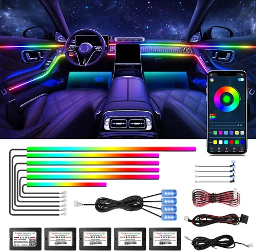 Vista 12 de WEBUPAR Luces de acrílico para interiores de automóvil, accesorios de automóvil, tira de luces LED 10 en 1 con control de aplicación, 175 pulgadas