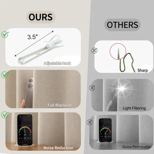 Vista 8 de Blackout Pleated Curtains 84 Length 2 Panels Set for Bedroom, Flax Linen Blended Back Tab Pinch Pleat Drapes with Hooks for Track 7ft Modern Living