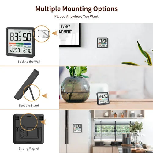 Vista 6 de VOCOO Medidor de Humedad Interior Termómetro - Termómetro Digital Interior Sensor de Humedad de Habitación con Monitor de Temperatura y Humedad