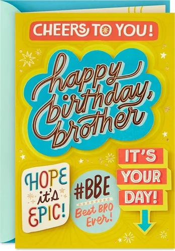 Hallmark Tarjeta de cumpleaños para hermano de hermana (Cheers to You)