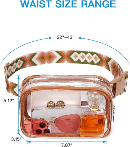 Vista 3 de Telena Riñonera transparente para eventos de estadio, bolso cruzado aprobado para conciertos