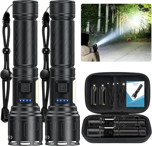 Vista 10 de Linternas magnéticas recargables de alto lúmen, linterna LED superbrillante y potente de 8 modos con luz de trabajo COB, linterna impermeable