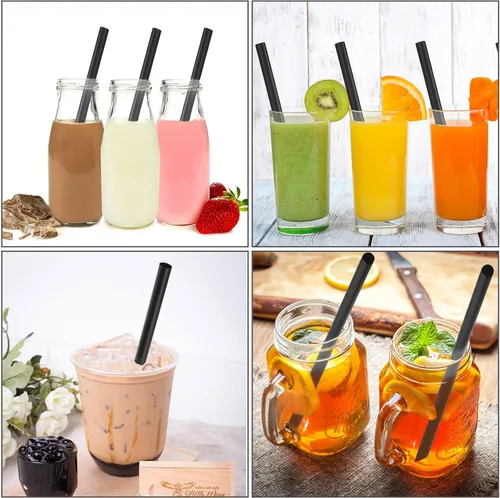 Vista 7 de Sabary 800 pajitas negras de 9.4 x 0.4 pulgadas, grandes, envueltas individualmente, popotes desechables de 0.433 in de plástico, boca extra ancha