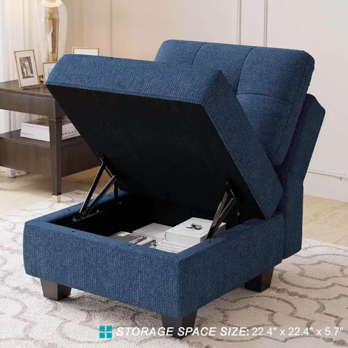 Vista 94 de Belffin Sofá modular modular con tumbonas dobles en forma de U, modular con asiento de almacenamiento, sofá modular con otomanas reversibles