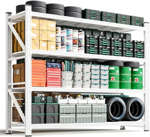 Vista 12 de Letaya Estantes de almacenamiento de 3000 libras resistentes, estantes de garaje de 70 pulgadas de alto, estante de utilidad ajustable de 4 niveles