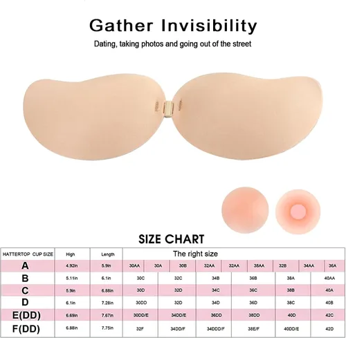 Vista 7 de 3 pares de sujetadores adhesivos con realce invisible, sin espalda, sin tirantes, para mujer, mejorados en 2023