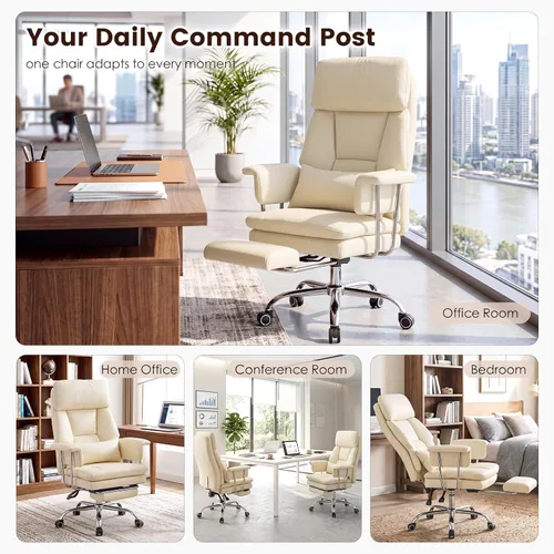 Vista 8 de Ergonomic Home Office Desk Chair, Heavy Duty Executive Chair with Footrest Beige