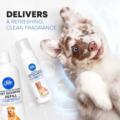 Vista 5 de Fuller Brush Champú espumoso para mascotas sin agua sin enjuague – Botella de repuesto de 16 onzas, champú seco para perros limpia, acondiciona e