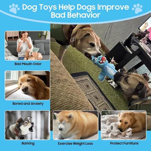 Vista 6 de Bzonsmart Paquete de 5 Juguetes Chirriantes para Perros. Juguetes de Masticación de Peluche Resistentes para Perros. Juguetes Interactivos