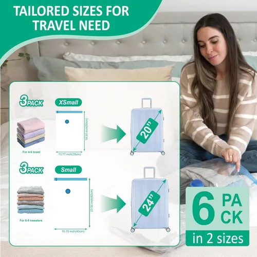 Vista 3 de Cozy Essential Bolsas de almacenamiento al vacío de viaje con bomba USB recargable inalámbrica, bolsas ahorradoras de espacio para equipaje, maleta