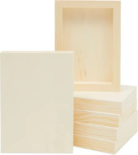 Vista 16 de Bright Creations Tableros de lona de madera (paquete de 6), 4 x 4 pulgadas, 0.85 pulgadas de grosor, material de madera de pino, superficie lisa, 6