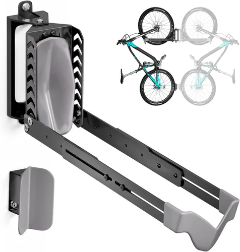Vista 8 de 3 paquetes de estante giratorio para bicicletas de montaje en pared, colgadores para bicicletas para el garaje, soporte vertical para bicicletas que