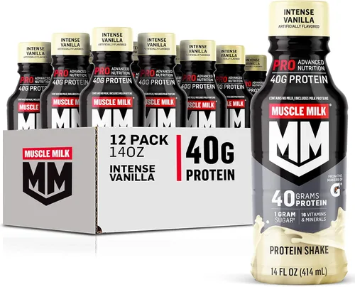 Vista 9 de Muscle Milk Pro Advanced Nutrition - Batido de proteínas, chocolate Knockout, botella de 14 onzas líquidas, paquete de 12, 1.41 onzas de proteína
