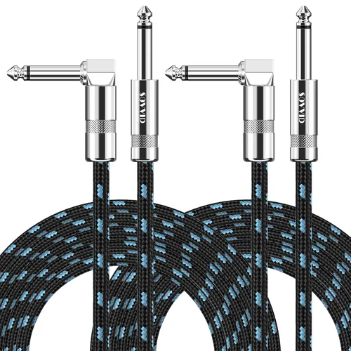 Vista 10 de Cable de Guitarra de 6 Pies Cable de Instrumento para Guitarra Eléctrica y Bajo, Teclado - Cable AMP de Ángulo Recto de 1/4 Pulgada, Negro