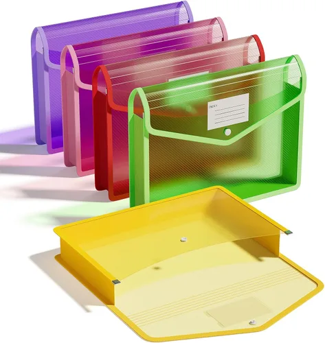 Vista 9 de ThinkTex - Carpeta de archivos expandible de plástico, sobres transparentes con cierre de presión, sin divisores, gran capacidad, organizador