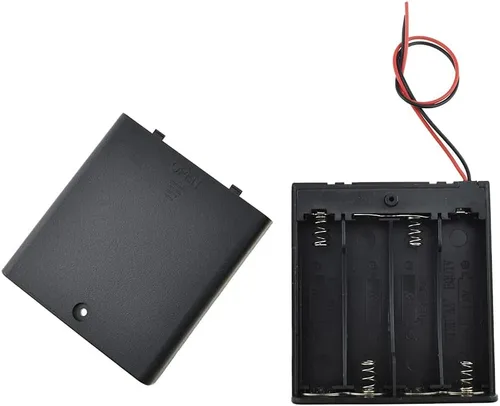 Vista 34 de HAHIYO Paquete de soporte de batería AA de 1.5 V con cubierta resistente de alambre, resortes flexibles, interruptor integrado, baterías, caja
