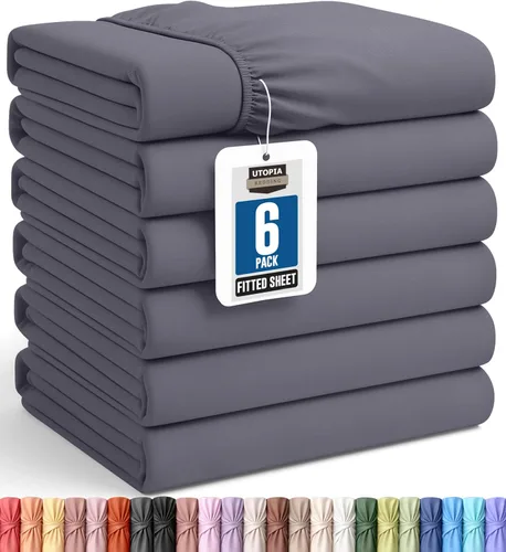 Vista 16 de Utopia Bedding Sábanas bajeras de tamaño individual – Paquete a granel de 6 sábanas inferiores – Microfibra suave cepillada – Bolsillos profundos