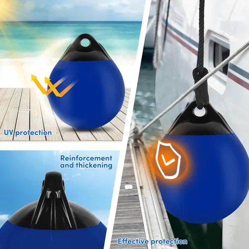 Vista 7 de Bolas de Boya de Barco de 10/12/15 Pulgadas, Boya de Ancla Flotante Redonda, Guardabarros de Barco Inflables de Vinilo, Boyas de Anclaje de Barco