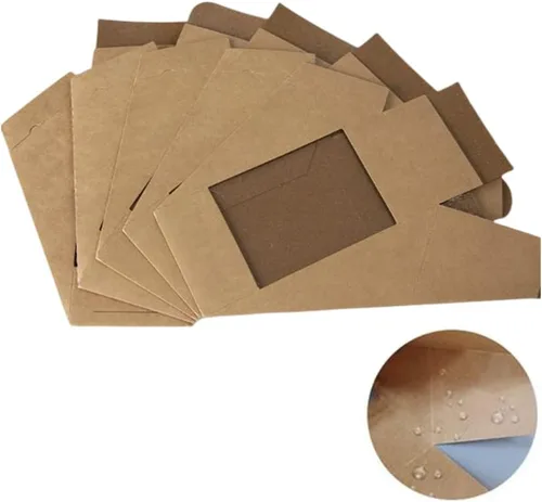 Vista 4 de Hewnda 50 cajas de papel sándwich, caja ecológica para llevar con ventana para panadería, restaurante y servicio de comida para llevar