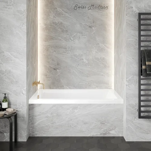 Vista 7 de Swiss Madison Voltaire - Tina de baño de alcoba de 48" x 32" con desagüe a la izquierda en bisque Bisque Brillante