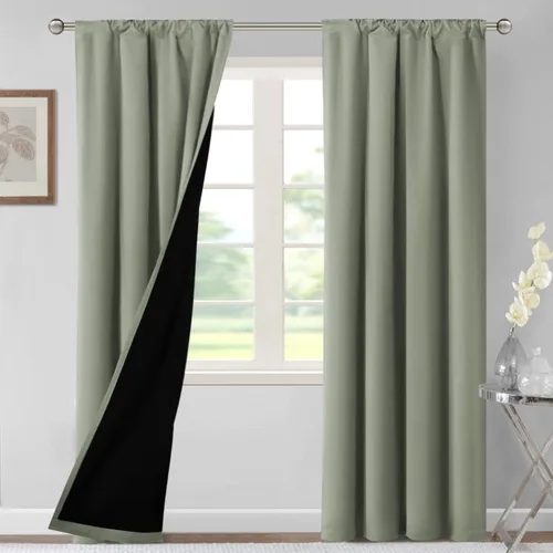 Vista 115 de H.VERSAILTEX Cortinas 100% opacas para dormitorio, 42 pulgadas de ancho x Gris paloma
