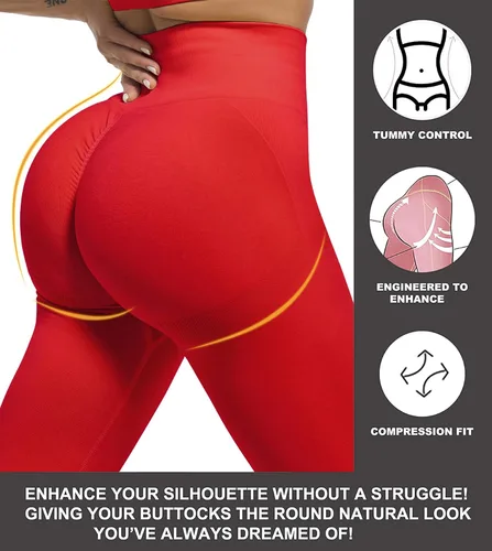 Vista 5 de CHRLEISURE Butt Lifting Workout Leggings for Women, Scrunch Butt Gym Seamless Booty Tight