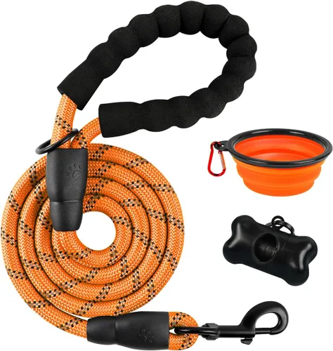 Vista 37 de BARKBAY - Correas para perros grandes, resistentes, de 4/5/6 pies, con cómoda asa acolchada y hilos altamente reflectantes para perros medianos