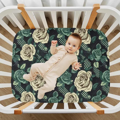 Vista 7 de Fitted Crib Sheets White Roses Mini Crib Sheets for Boy & Girl Toddler Mattress Sheets Playard Sheet 21216581