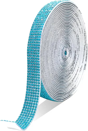 Vista 9 de Tiras autoadhesivas de diamantes de imitación de cristal verde, 6 filas de 6 yardas con diamantes de imitación de 0.079 pulgadas para manualidades