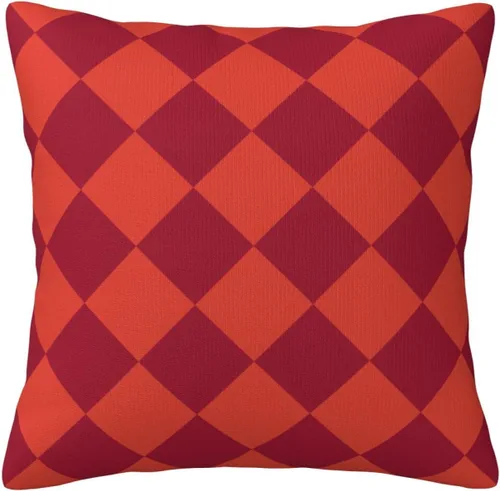 Vista 16 de Bright Red and Cyber Yellow Checkered Throw Pillow Covers Retro Pillowcase Sofa Decorative Cushion Cases for Home Decor Room Bed Sofa 18x18