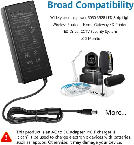 Vista 5 de SHNITPWR Adaptador de fuente de alimentación de 24 V 3A CC CA 100 V ~ 240 V a CC 24 voltios 3 amperios 72 W convertidor transformador 0.217x0.098 in