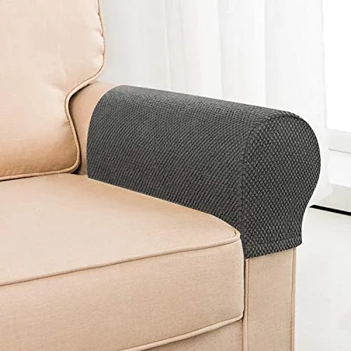Vista 8 de XMNTG Juego de 2 fundas elásticas para reposabrazos de forro polar color negro, fundas para reposabrazos lavables y antimanchas, fundas protectoras