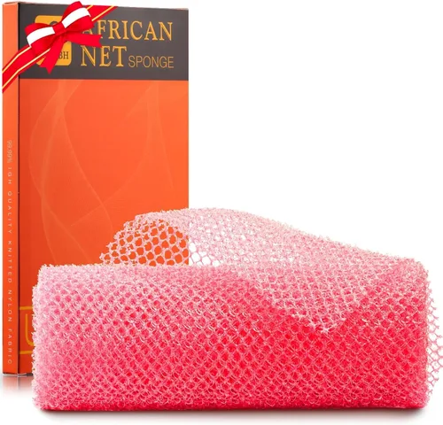 Vista 15 de Juego de ducha exfoliante de 3 piezas de red africana de estilo brillante, esponjas de baño largas para una piel suave y refrescada, el exterior